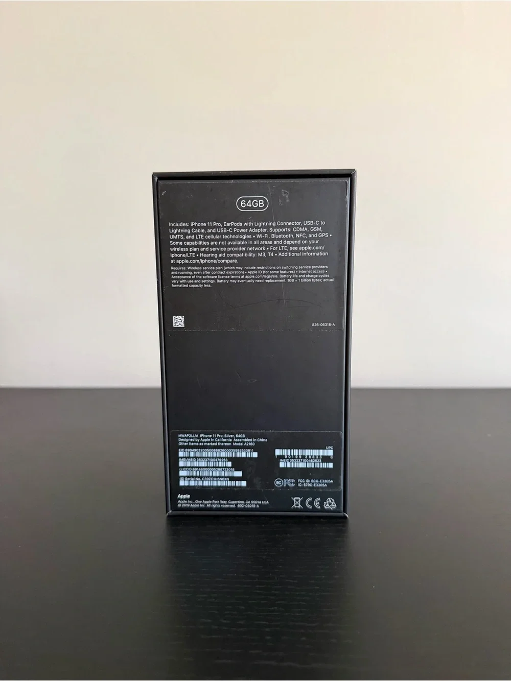 Apple iPhone 11 Pro Silver Retail Box Only w/ Inserts & SIM Tool 64GB - NO PHONE